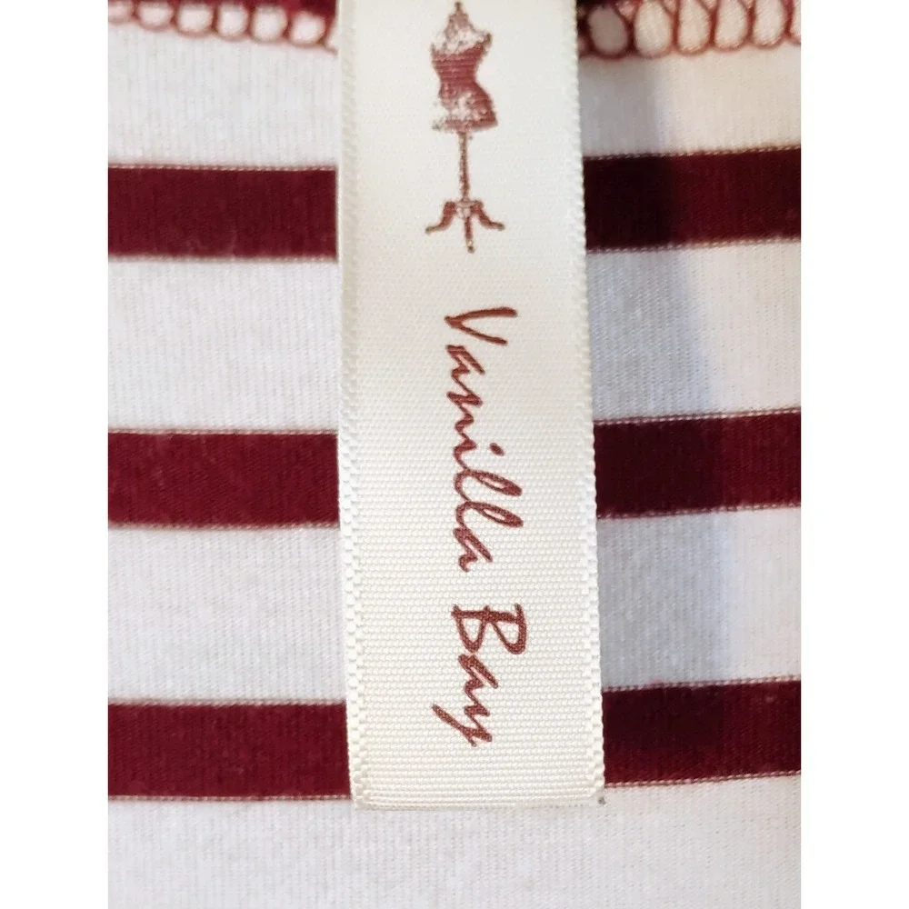 Vanilla Bay Women's Striped Burgundy White Long Sleeve Tunic Top‎